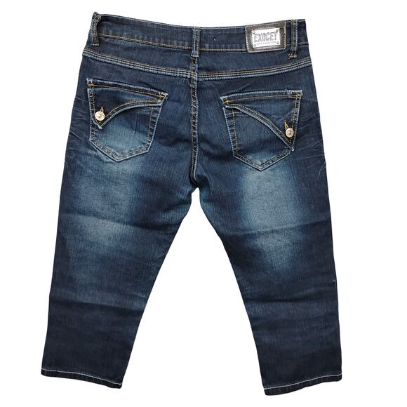 EXOCET Jeans Collection Capri Jeans Size 7 Junior Blue Wash Flap Back Pockets - Picture 7 of 13